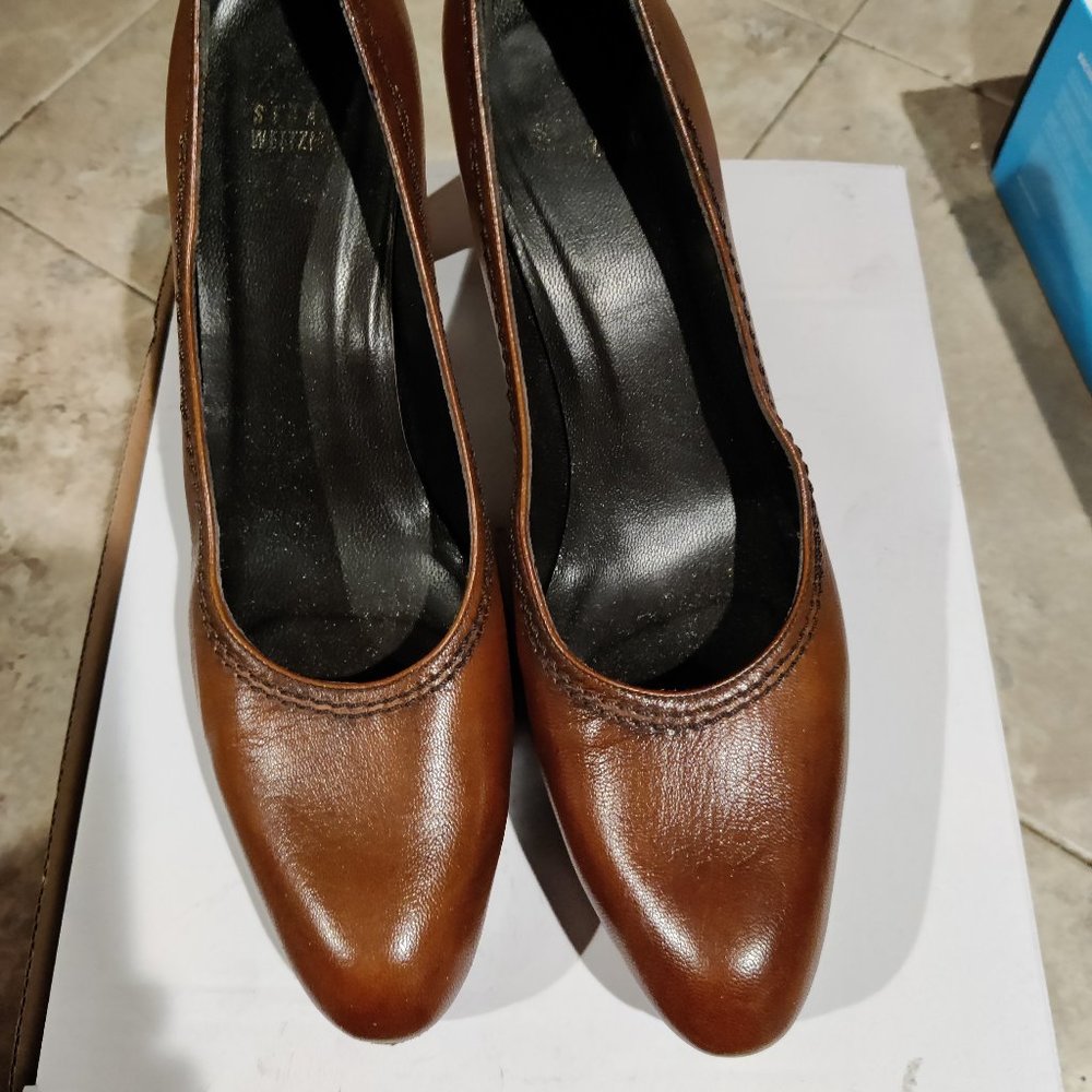 Stewart Weitzman Brown leather high heels shoes 7.5 platform